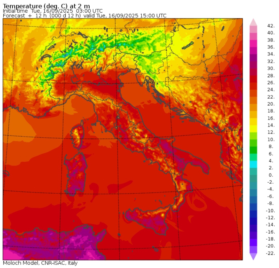 Temperature massime 16 settembre