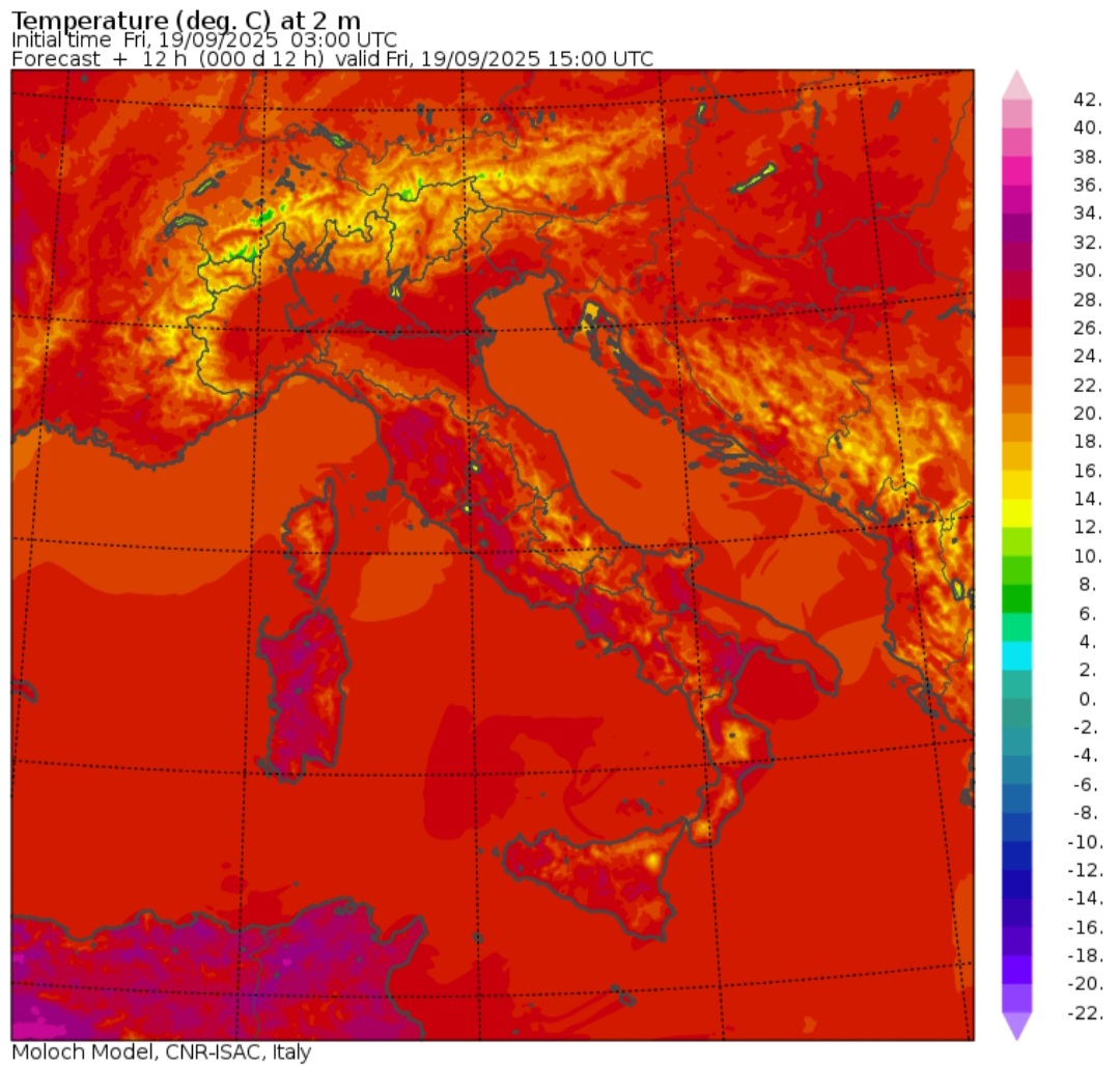 Temperature massime 19 settembre 