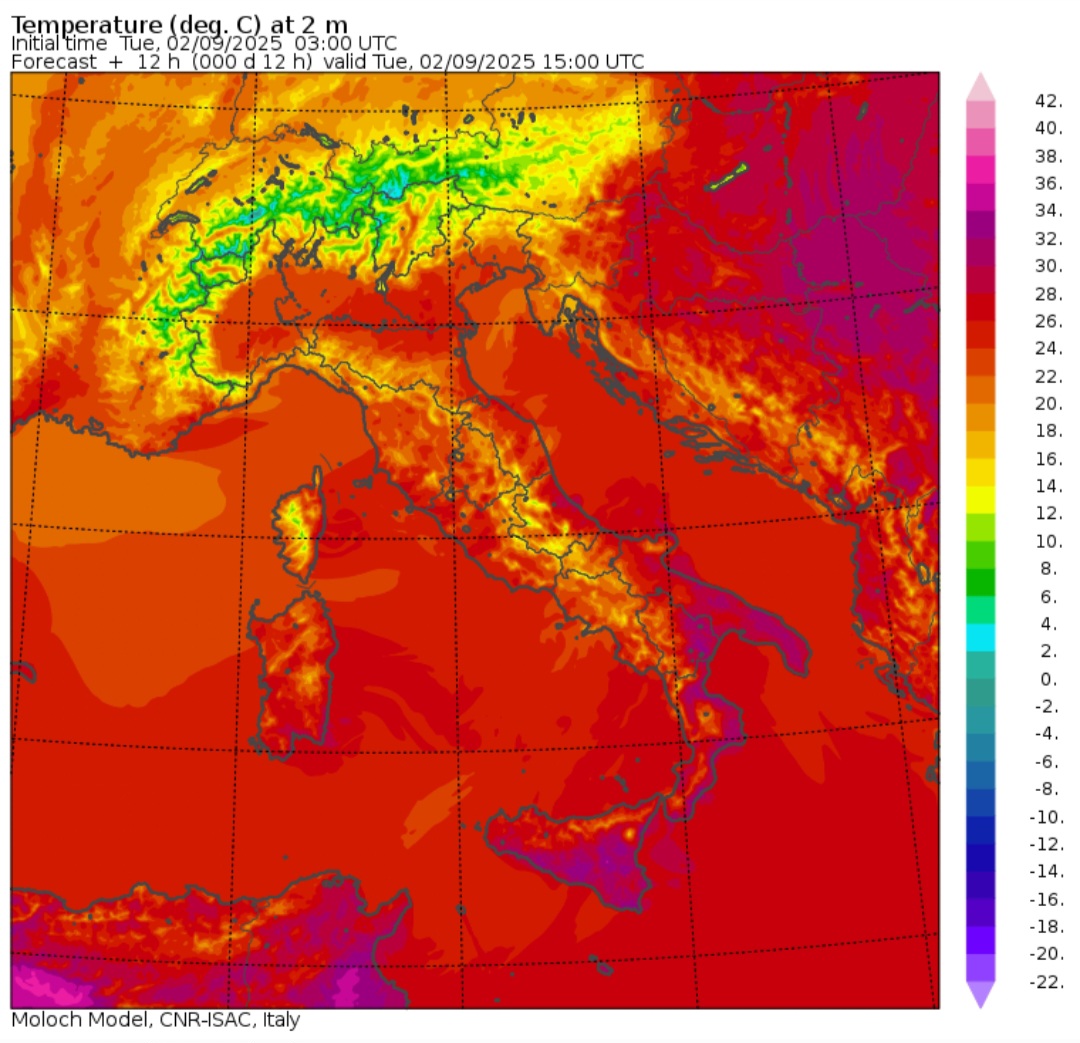 Temperature massime 2 settembre 