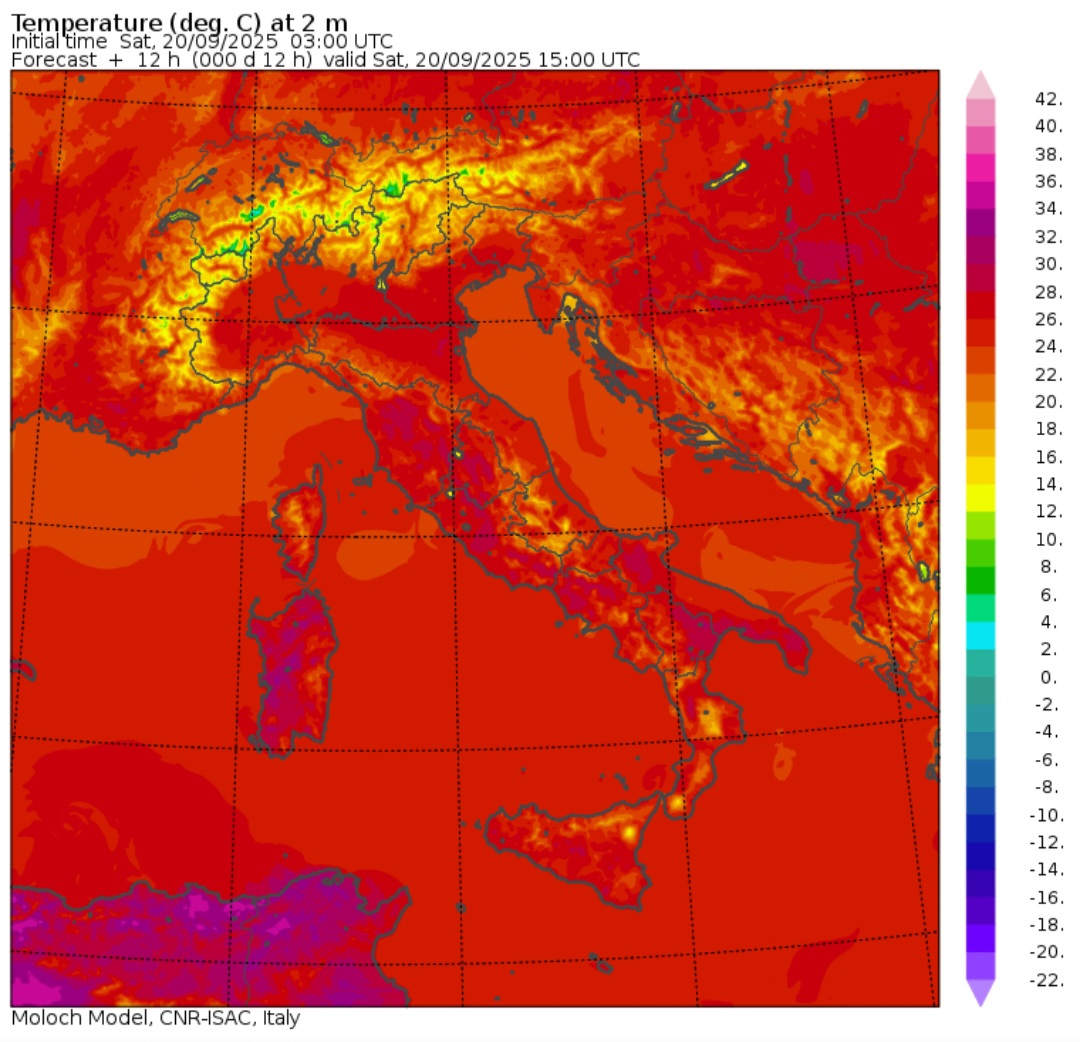 Temperature massime 20 settembre 