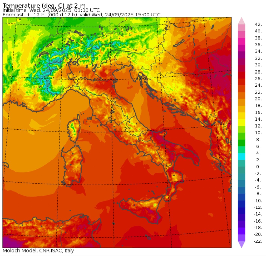 Temperature massime 24 settembre