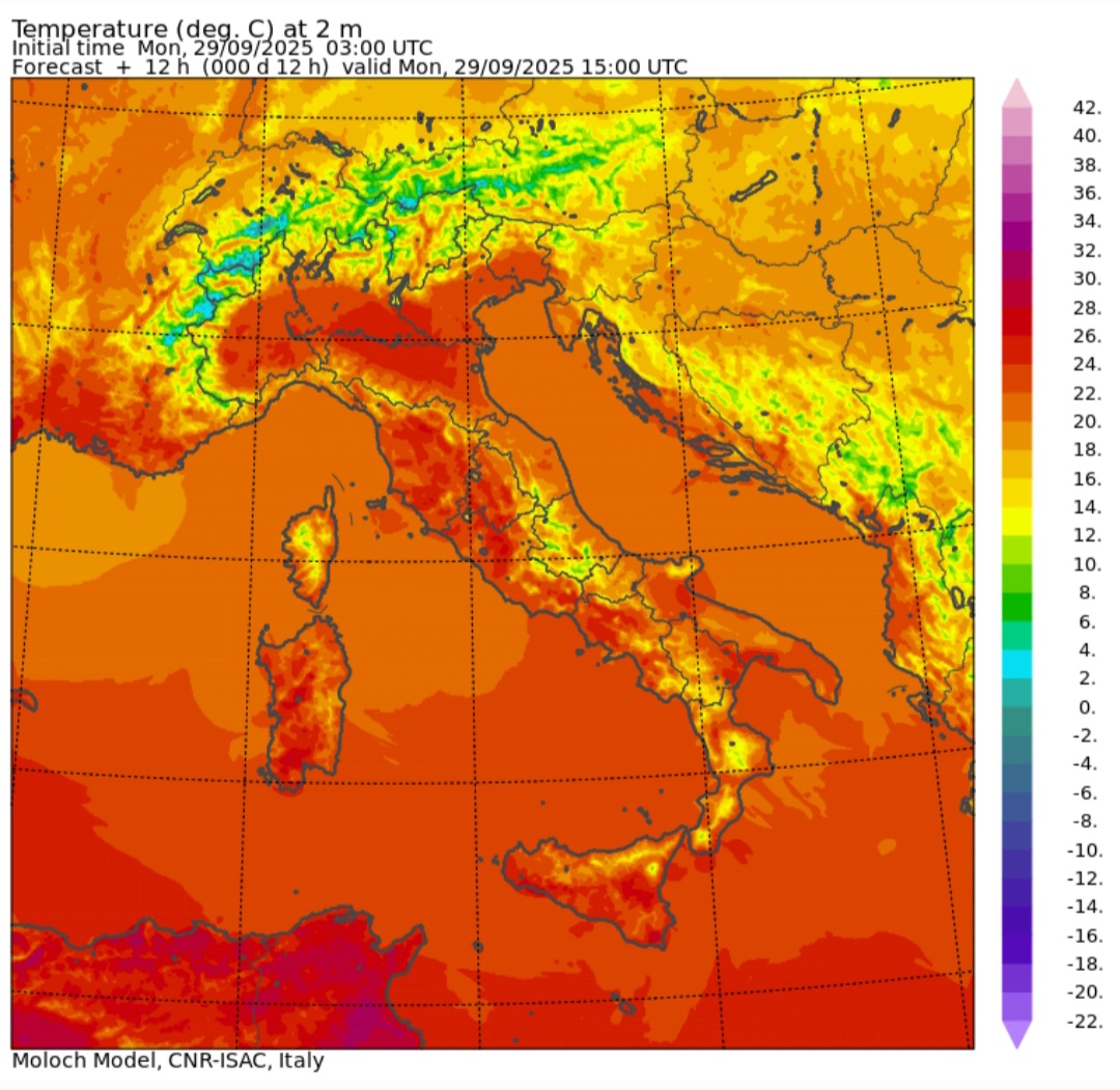 Temperature massime 29 settembre