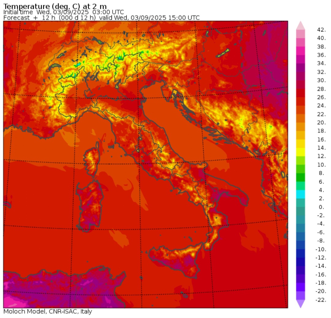Temperature massime 3 settembre