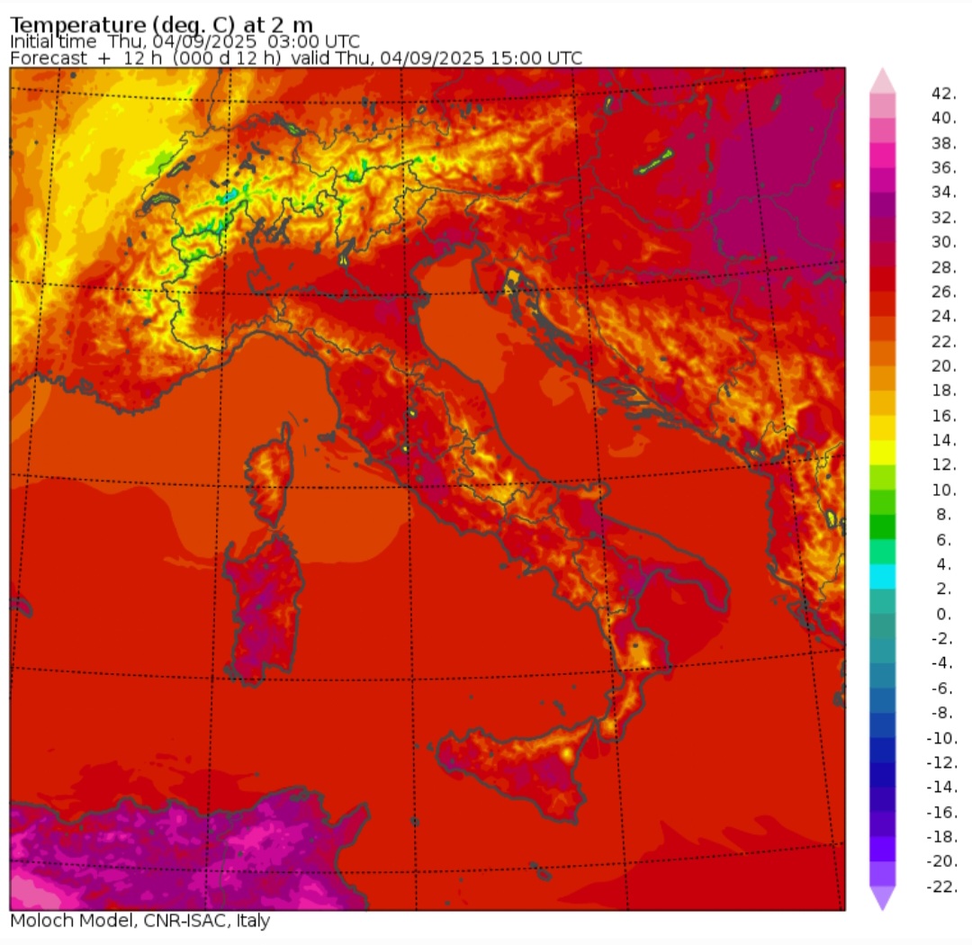 Temperature massime 4 settembre 