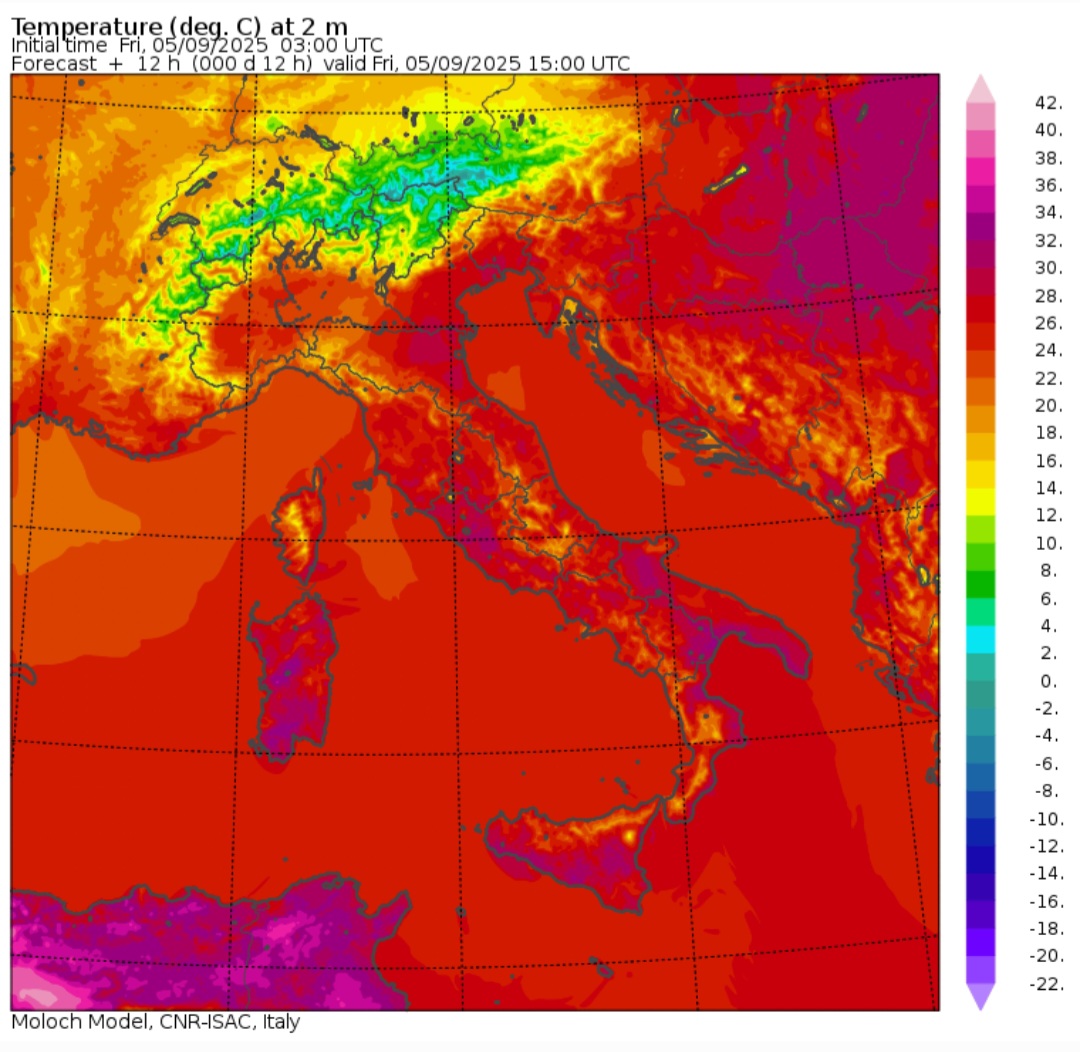 Temperature massime 5 settembre 
