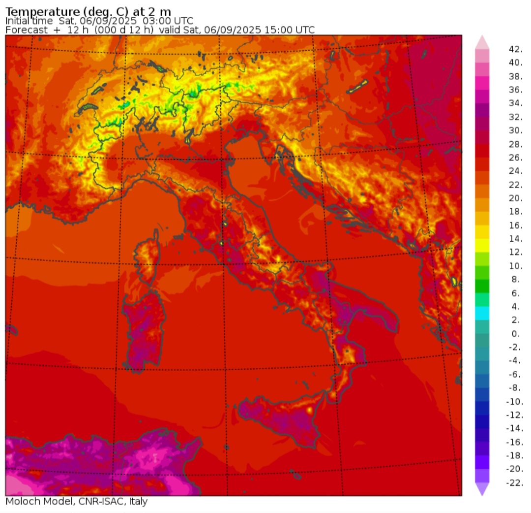 Temperature massime 6 settembre 