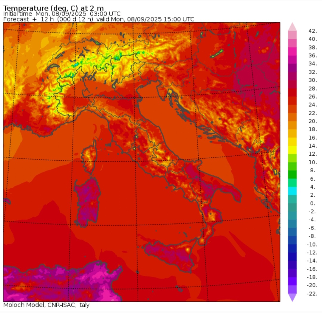 Temperature massime 8 settembre