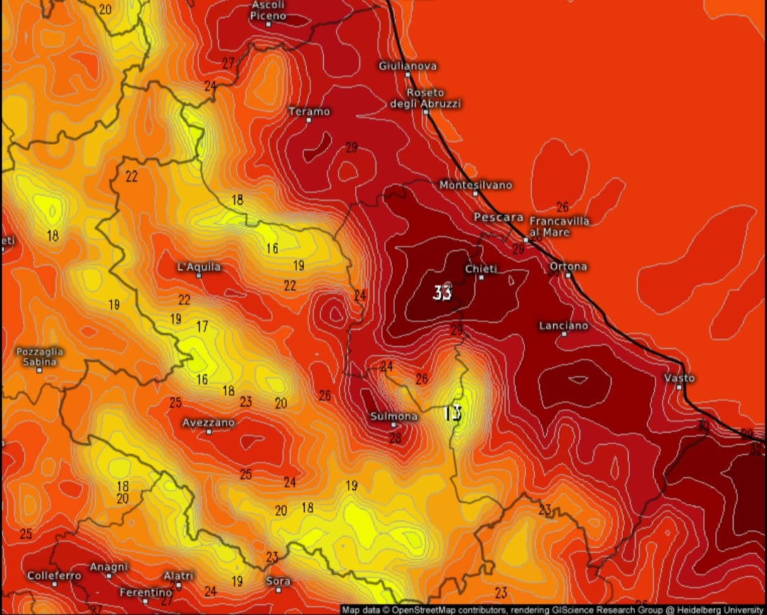 Temperature massime Abruzzo