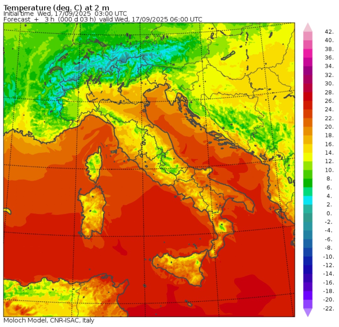Temperature minime 17 settembre 
