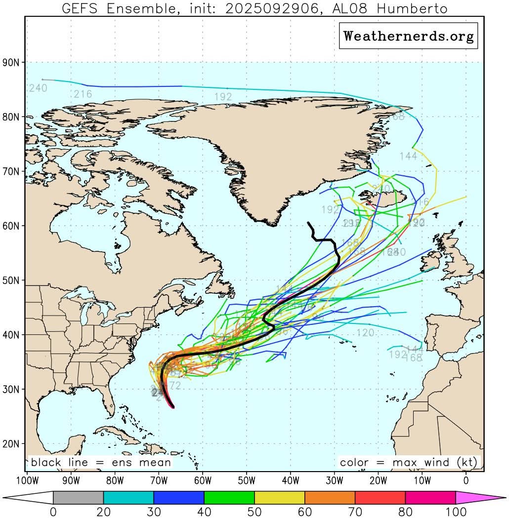 Traiettoria uragano Humberto