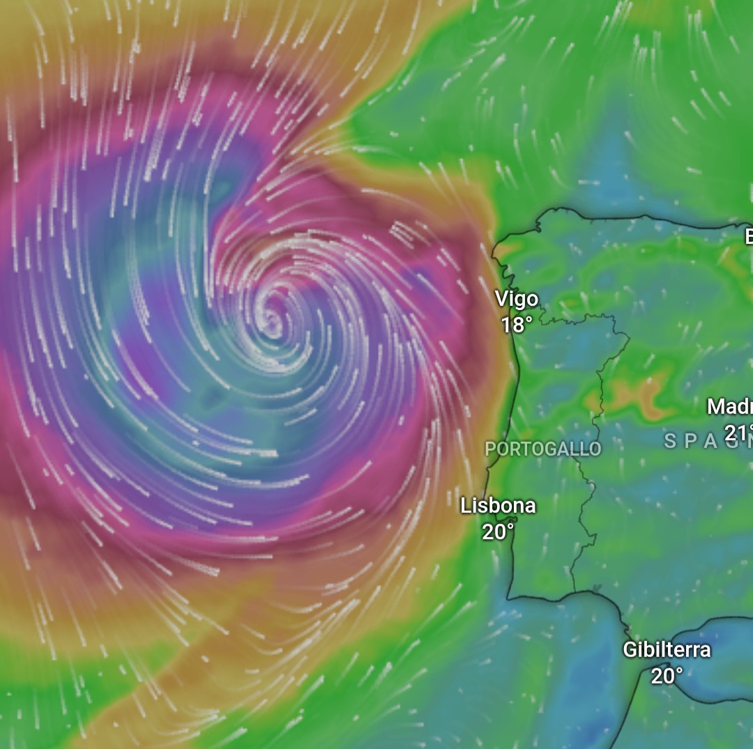 Uragano Gabrielle Portogallo raffiche di vento 