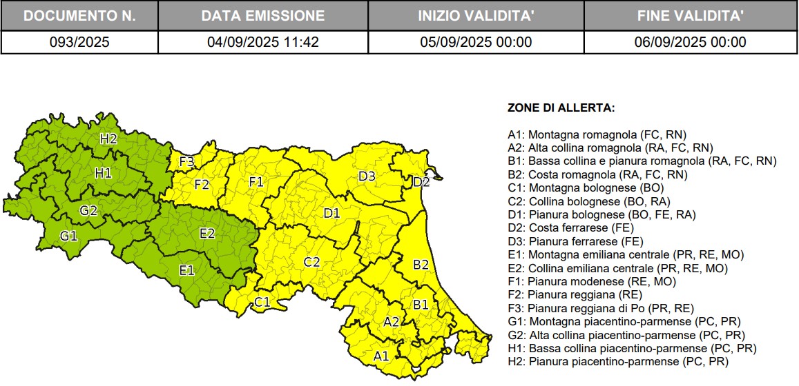 allerta meteo emilia romagna 5 settembre