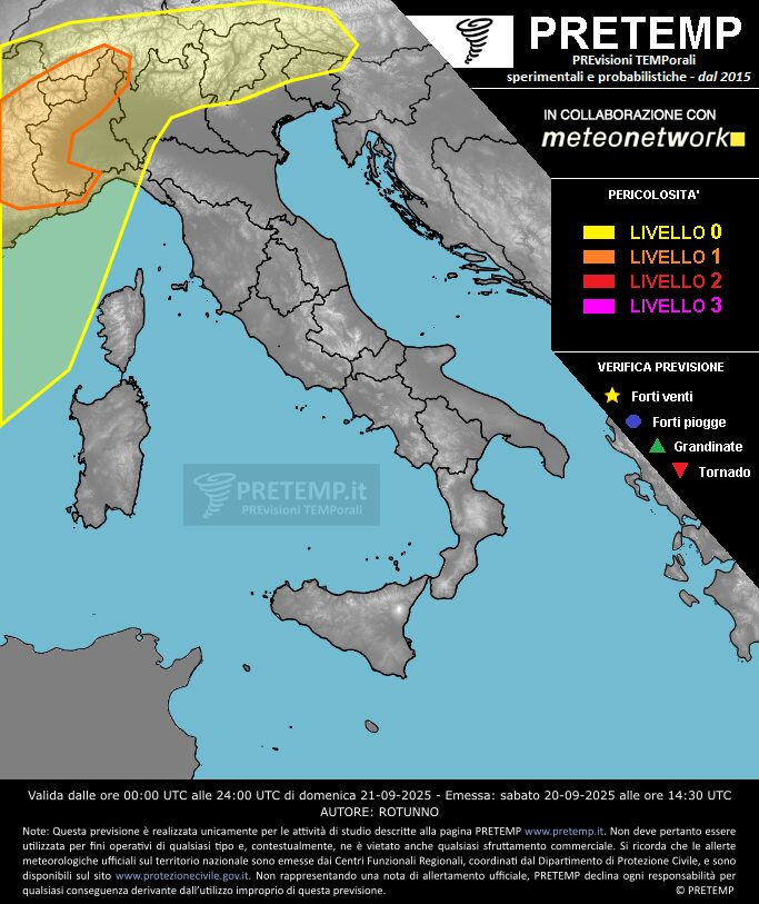 allerta meteo maltempo oggi domenica 21 settembre