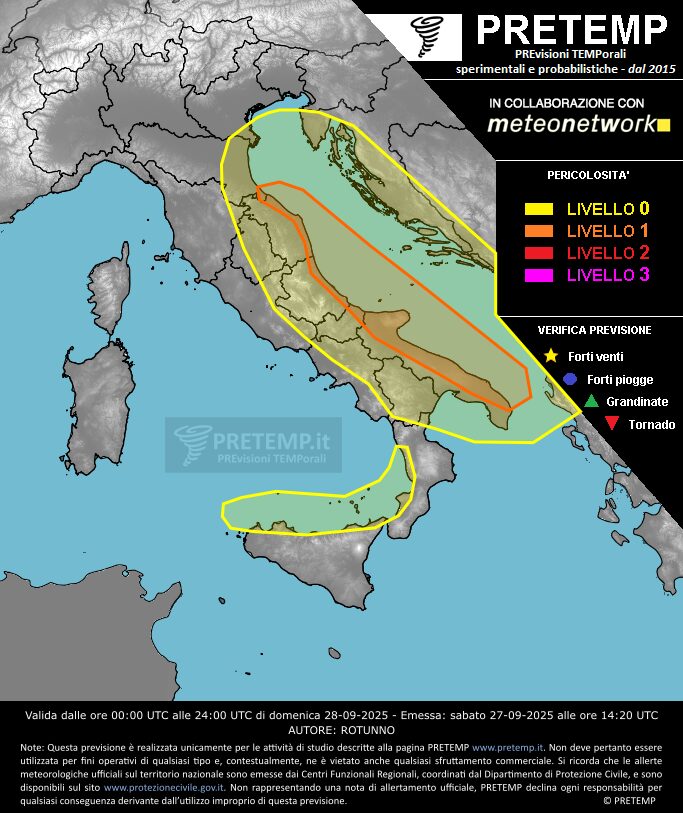 allerta meteo oggi 28 settembre 2025