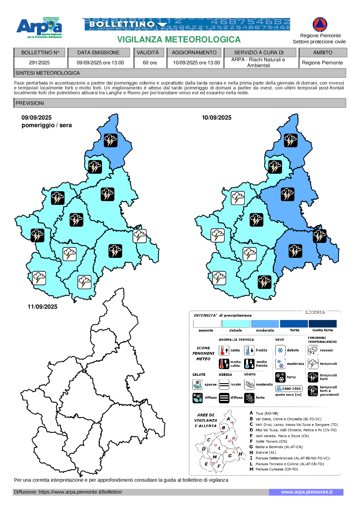 allerta meteo piemonte 9-10 settembre