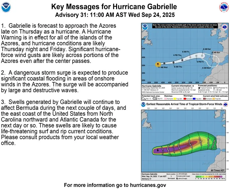 allerta uragano gabrielle azzorre