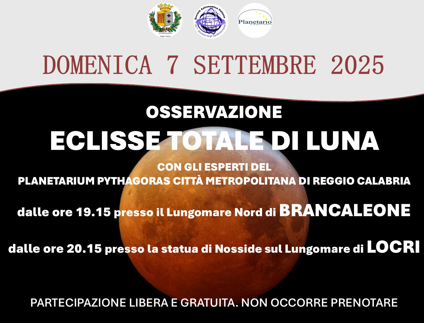 La Luna dal Mare: lo spettacolo dell’eclissi sulla costa jonica reggina con gli esperti del Planetarium Pythagoras