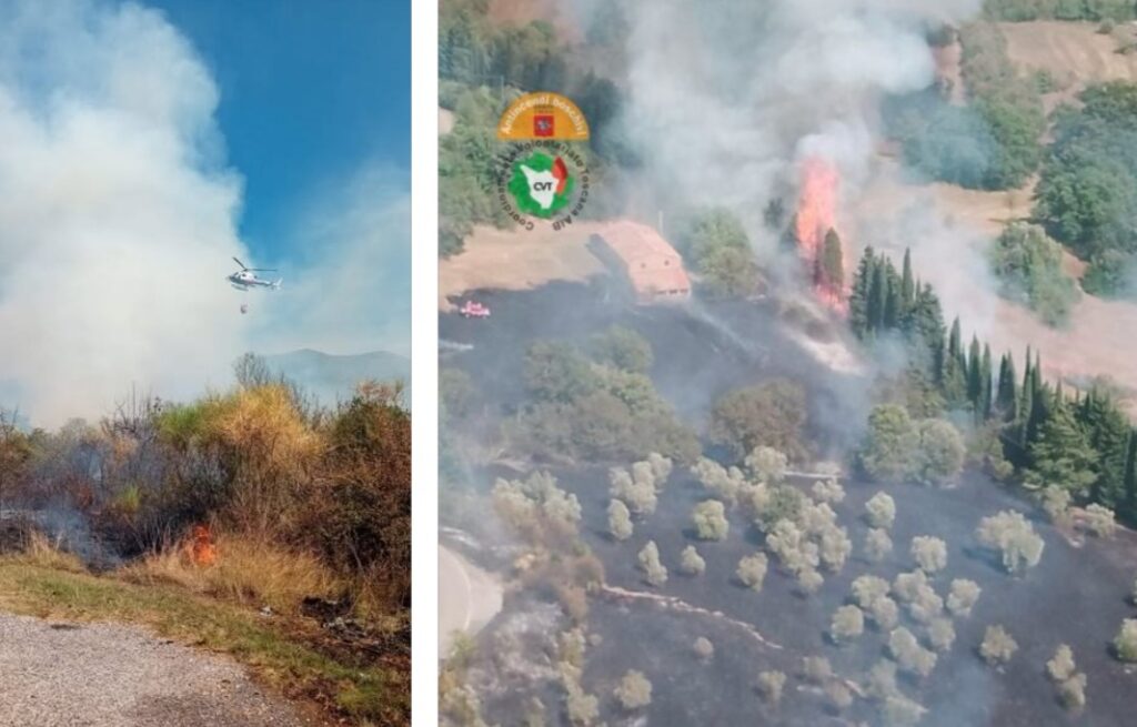 incendio Montecatini Val di Cecina toscana
