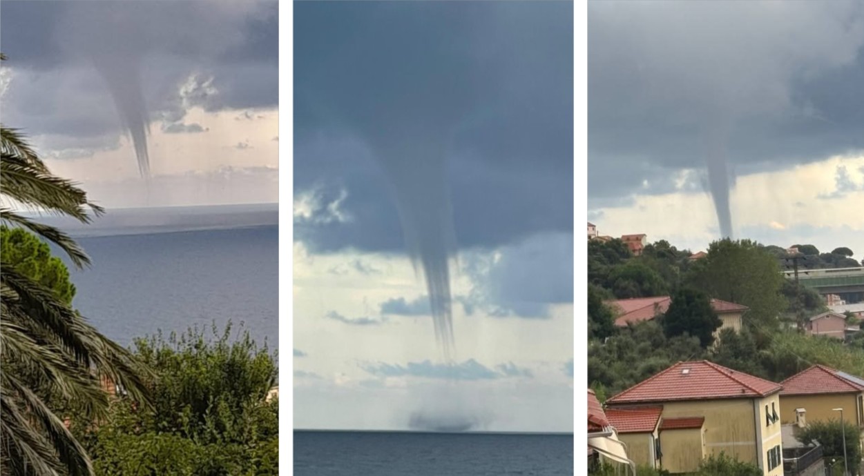 Maltempo, numerose trombe marine al largo delle coste di Liguria e Sardegna | FOTO