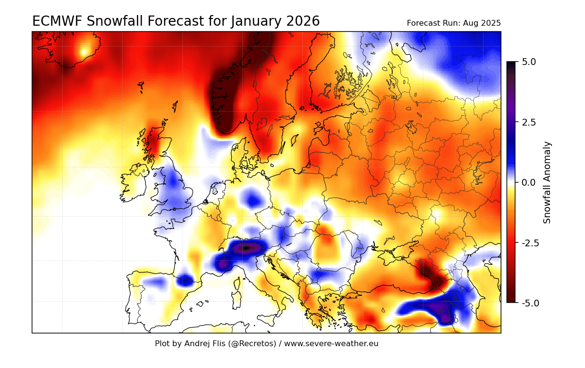 previsioni neve europa ecmwf gennaio 2026