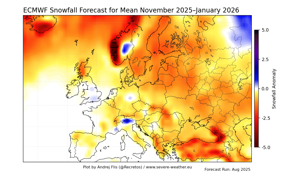 previsioni neve europa ecmwf novembre 2025-gennaio 2026