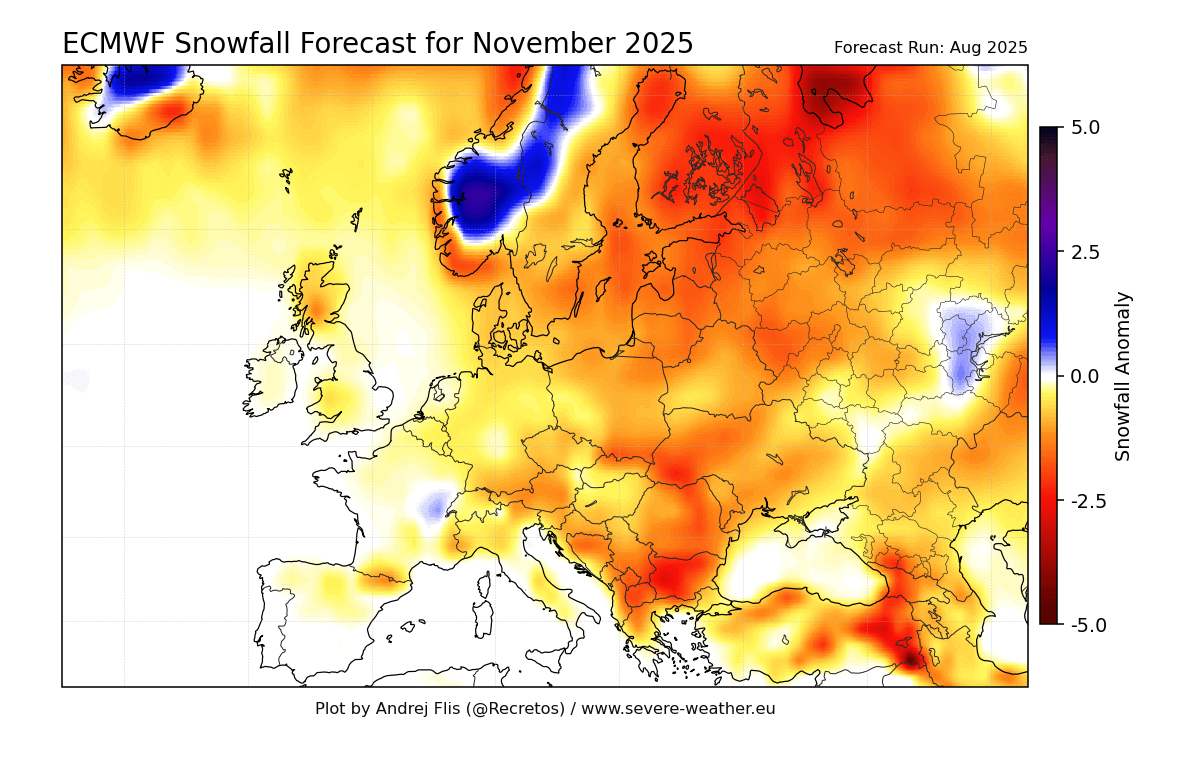 previsioni neve europa ecmwf novembre 2025