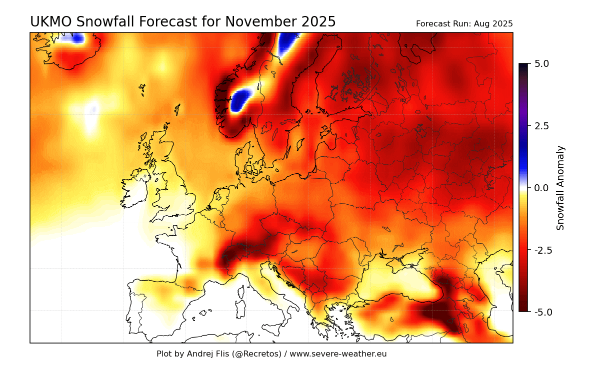 previsioni neve europa ukmo novembre 2025