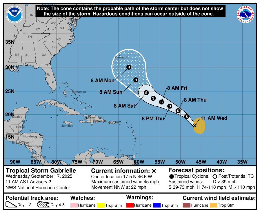 tempesta tropicale gabrielle