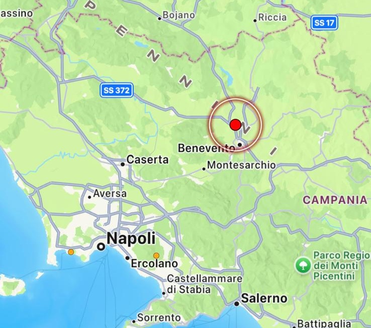 Terremoto in Campania: epicentro a Benevento | DATI e MAPPE