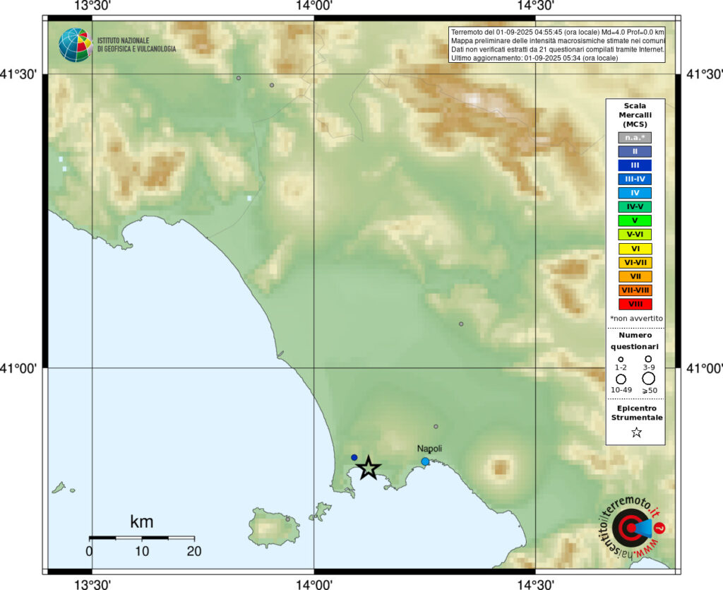 terremoto oggi campi flegrei campania napoli pozzuoli