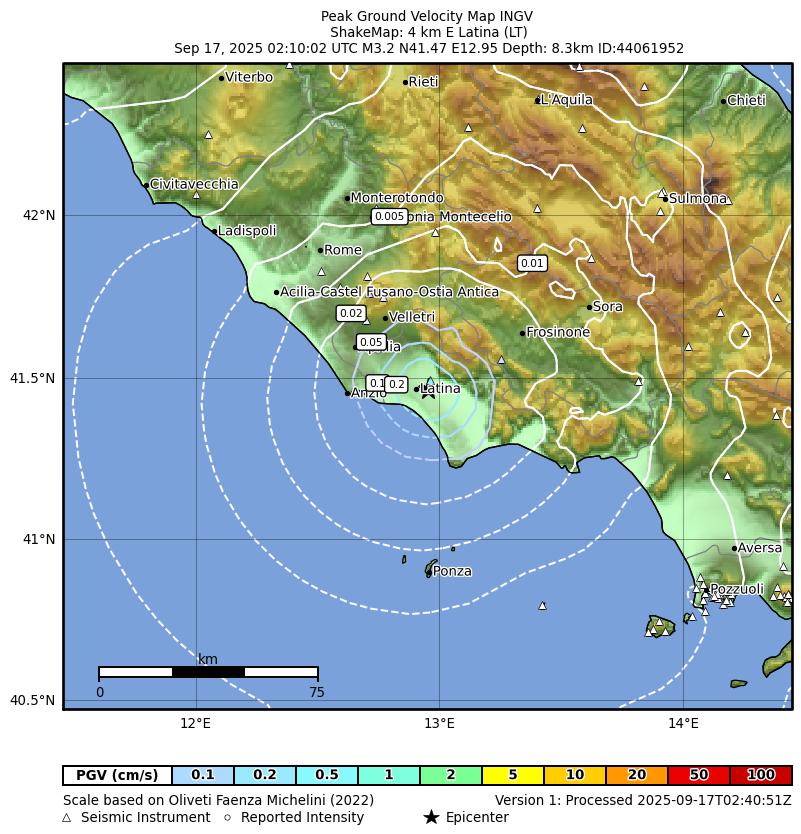 terremoto oggi latina