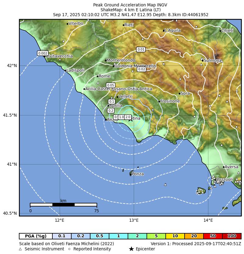 terremoto oggi latina