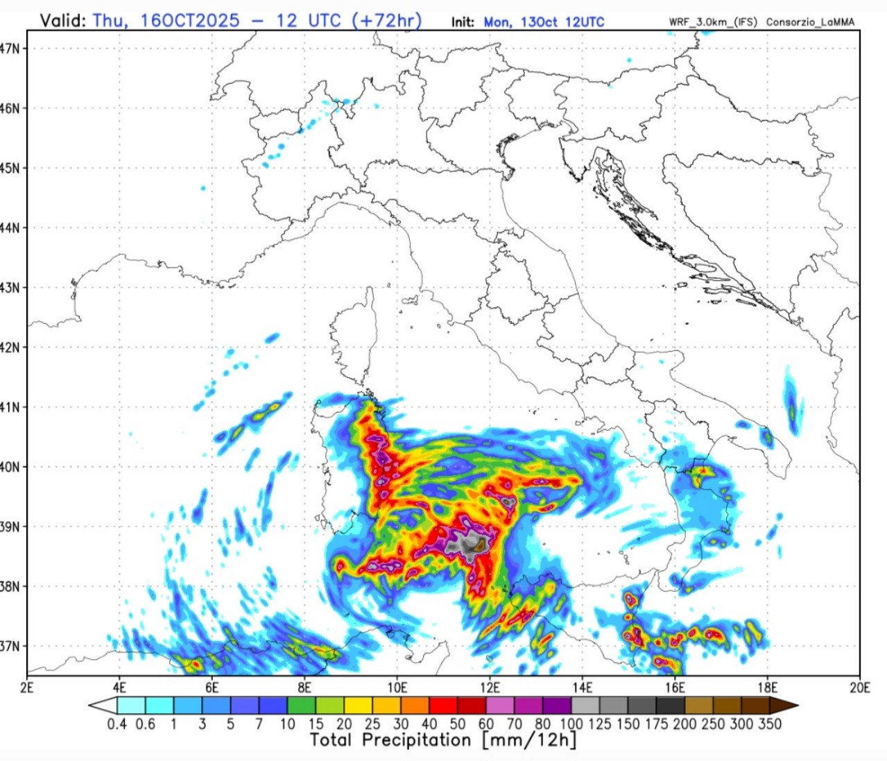 Accumuli pluviometrici Sud Italia 