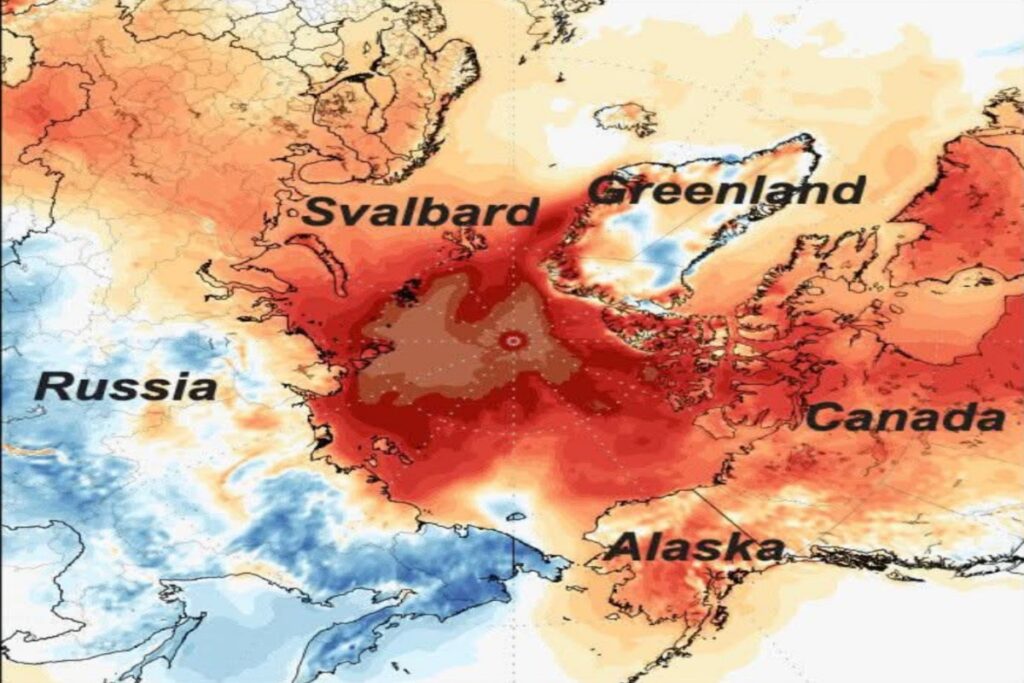 Anomalie termiche Artico ottobre 2025
