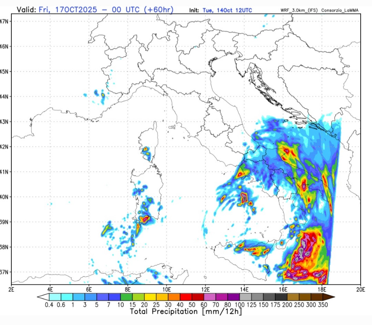Ciclone mediterraneo prossimi giorni