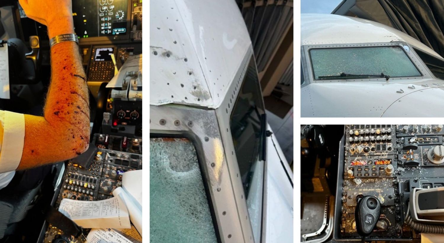 Boeing colpito da un oggetto misterioso, parabrezza in frantumi: “meteorite o detriti spaziali”, ferito il pilota | FOTO