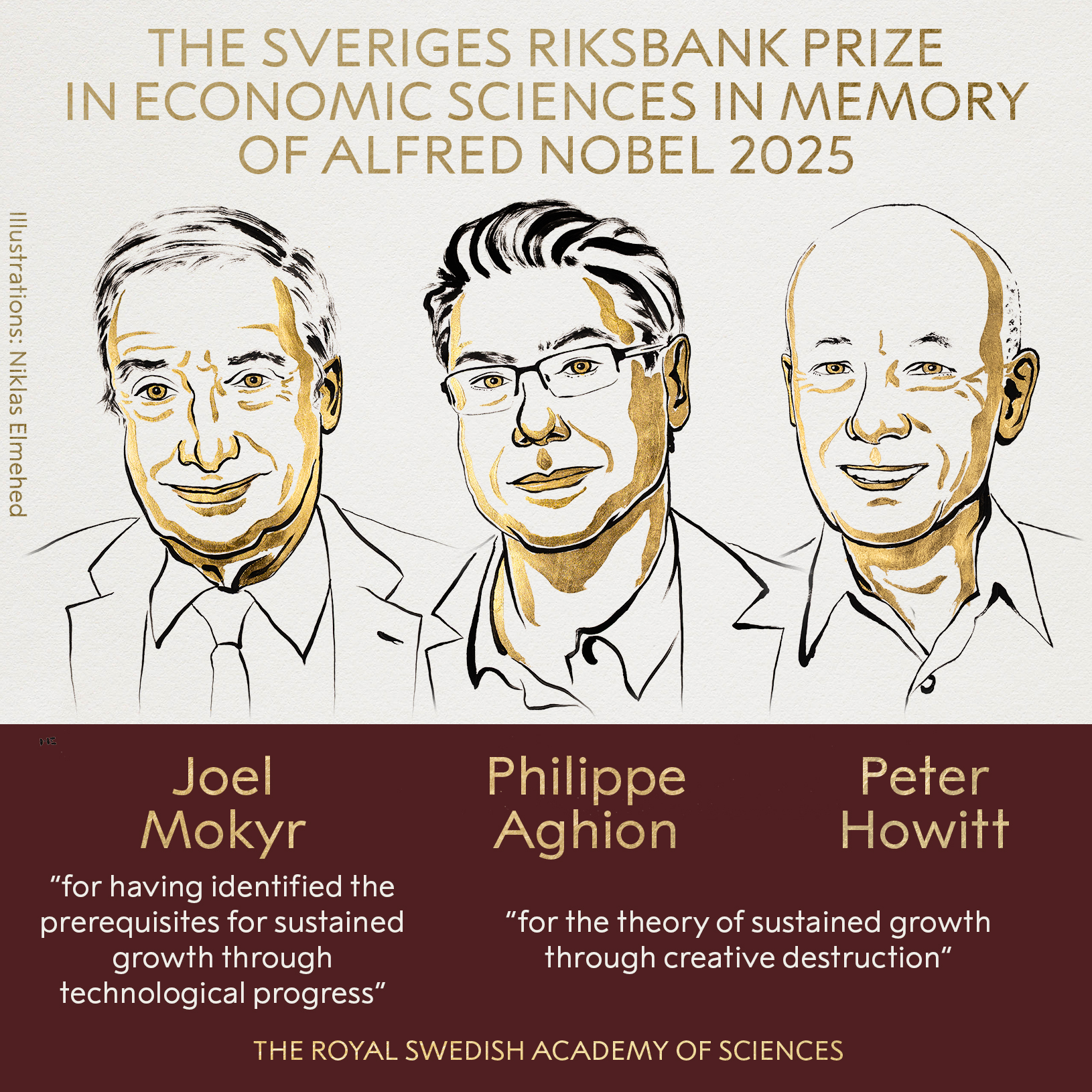 Premio Nobel per l’Economia 2025 assegnato a Mokyr, Aghion e Howit