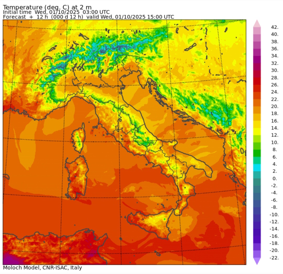 Temperature massime 1° ottobre