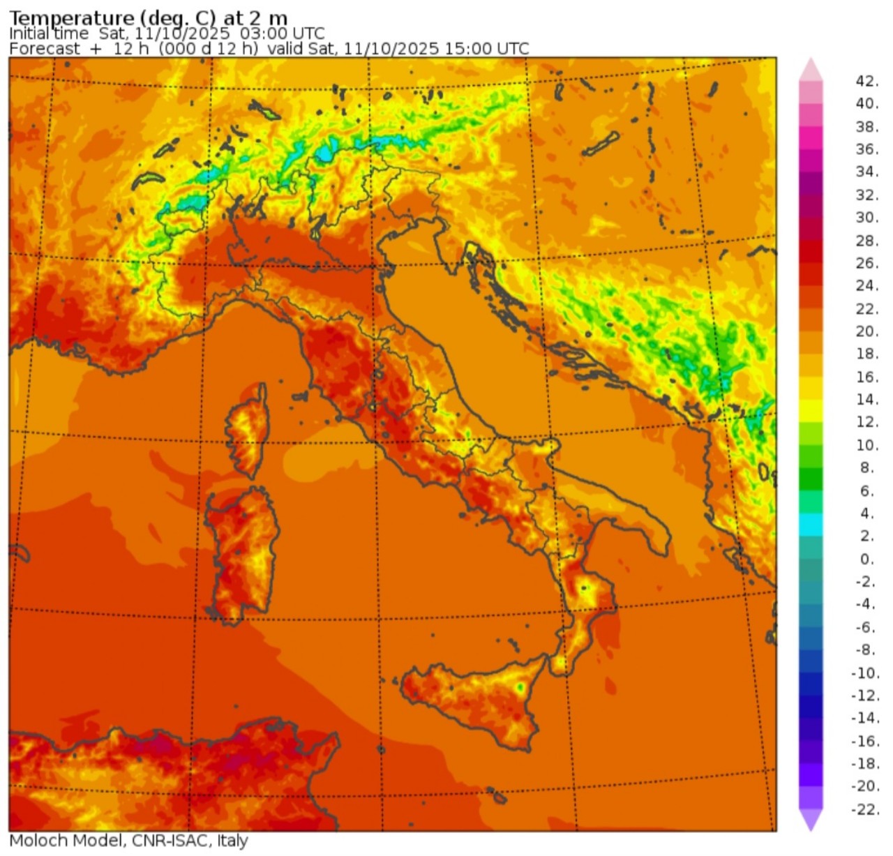 Temperature massime 11 ottobre 
