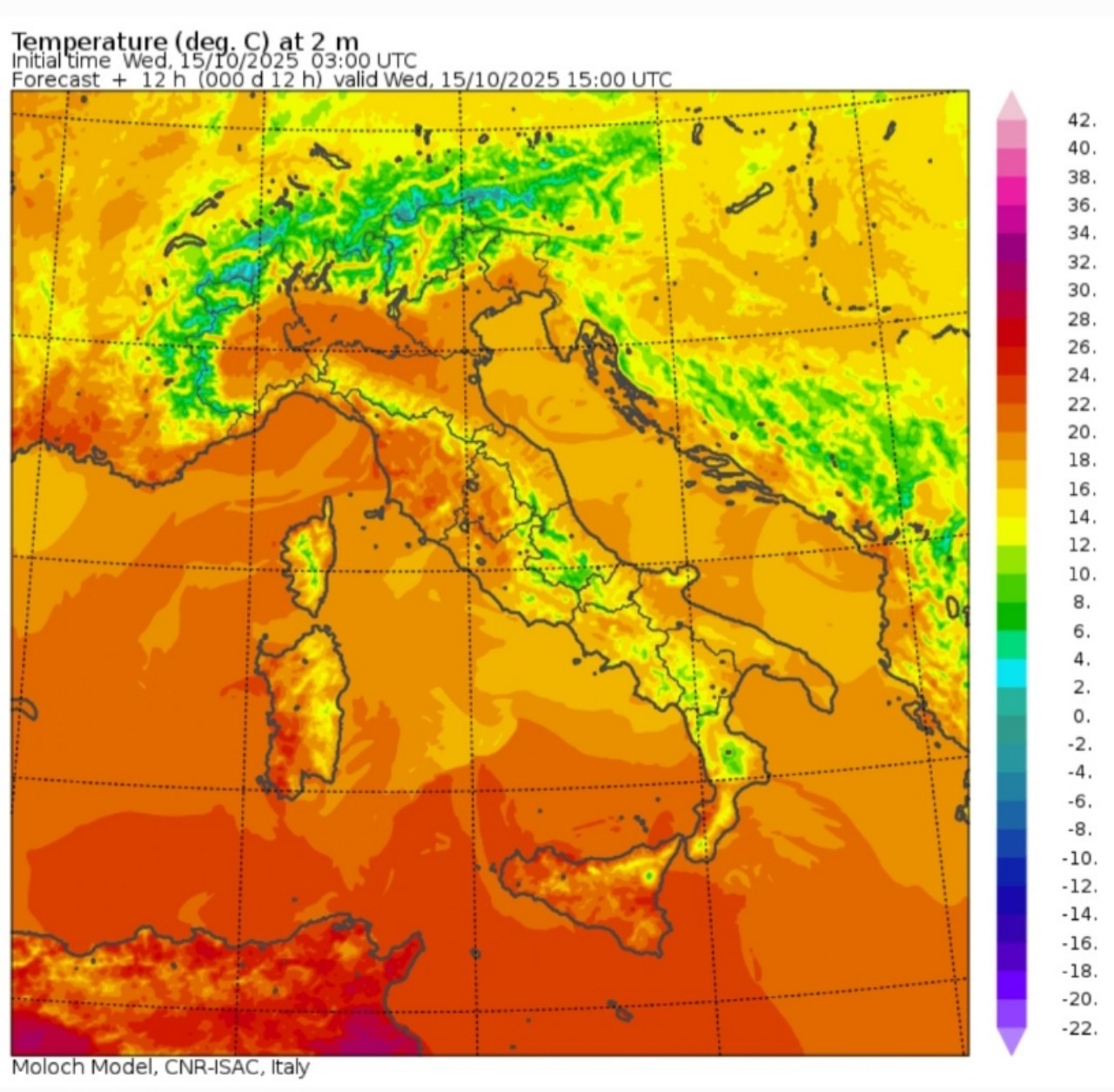 Temperature massime 15 ottobre