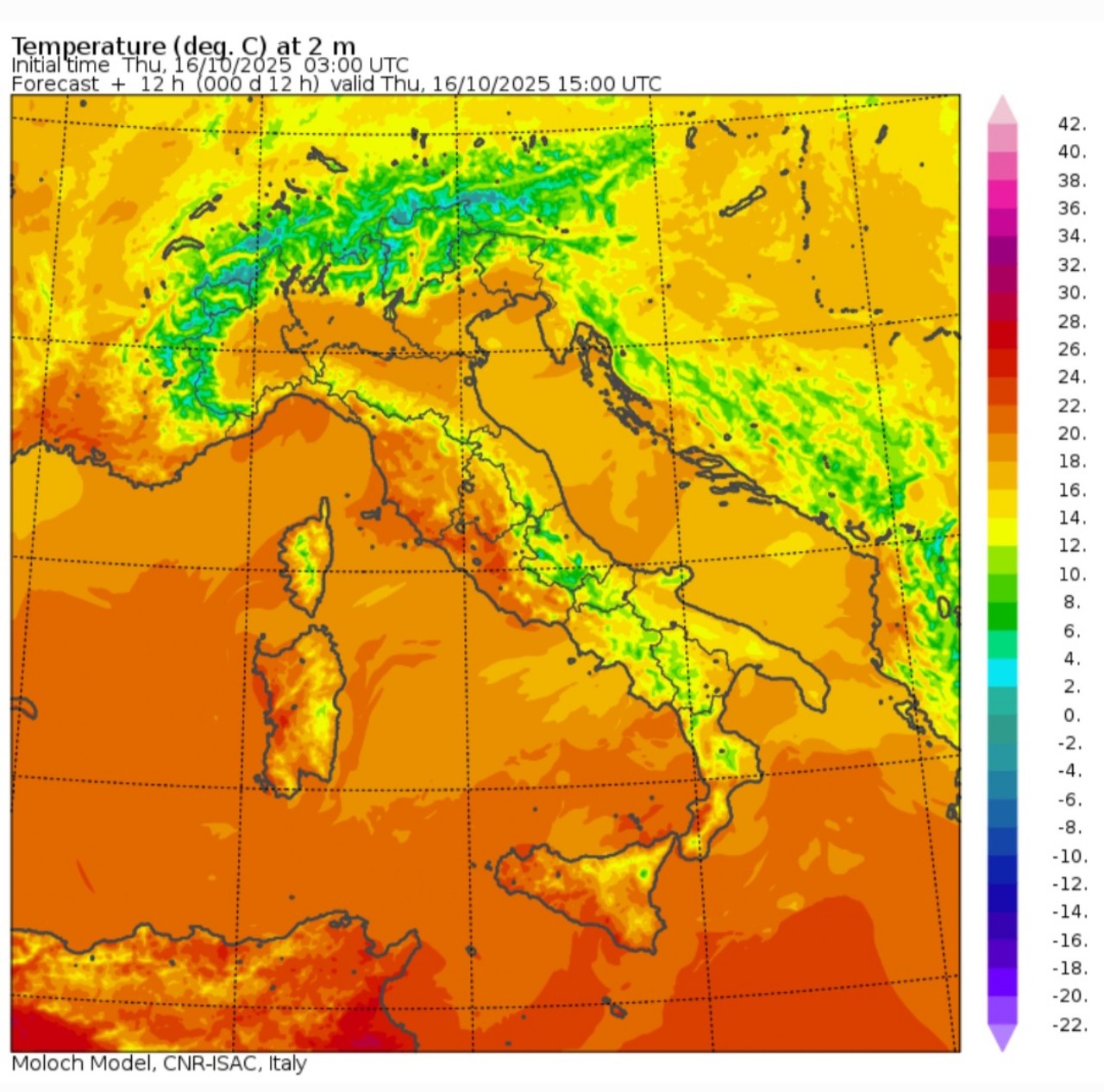 Temperature massime 16 ottobre
