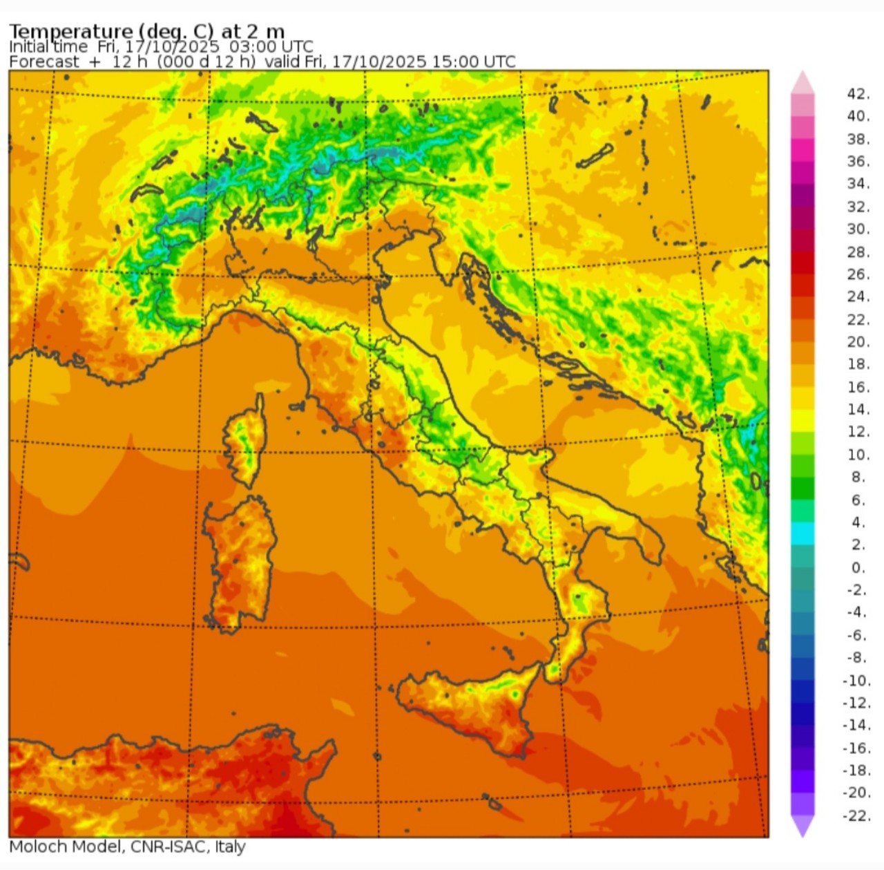 Temperature massime 17 ottobre 