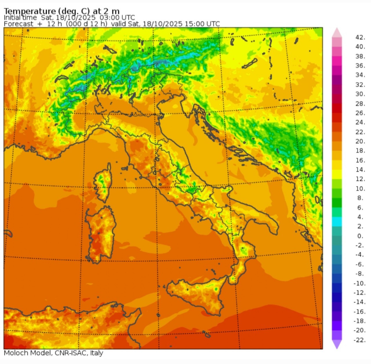 Temperature massime 18 ottobre