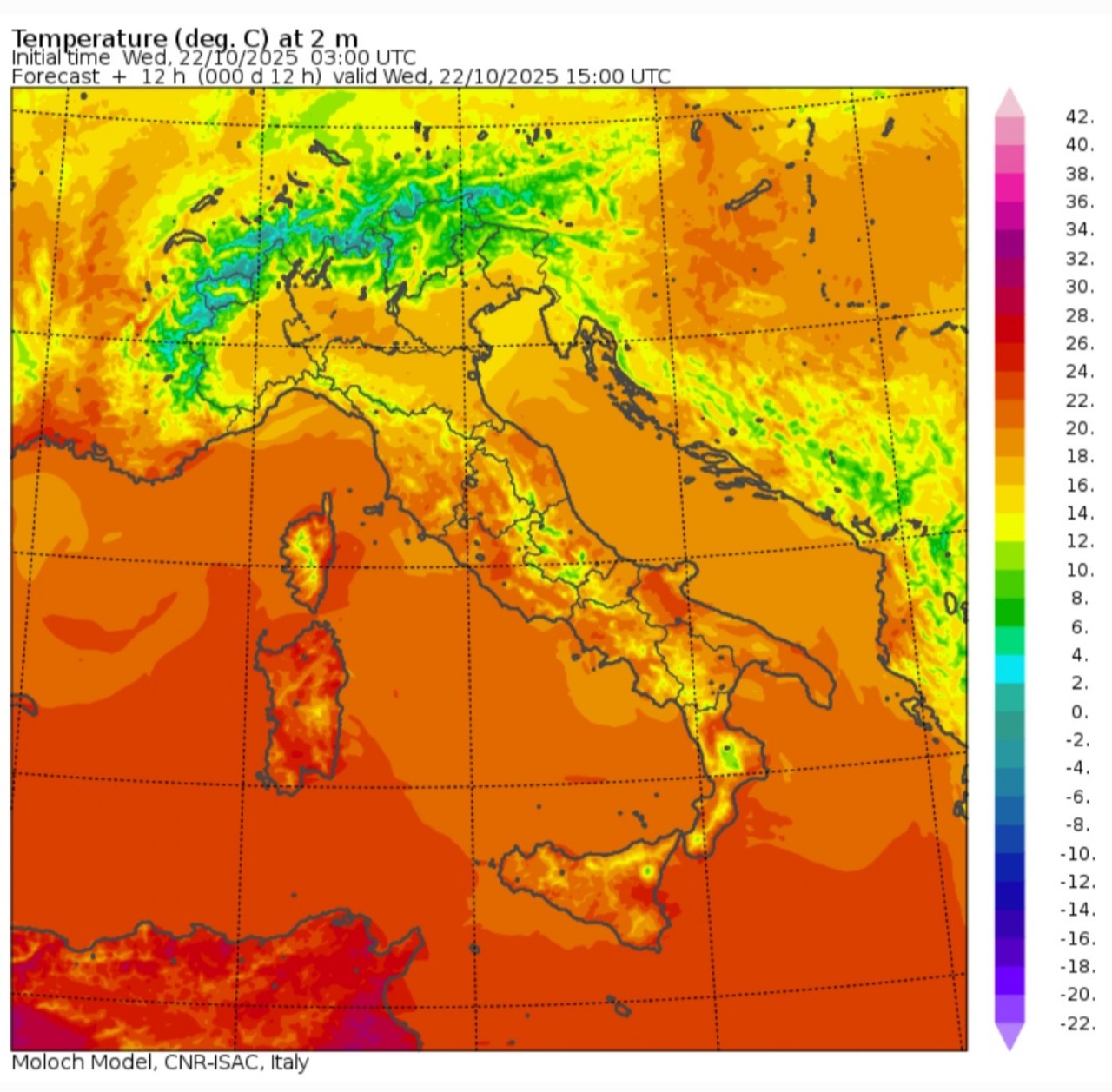 Temperature massime 22 ottobre