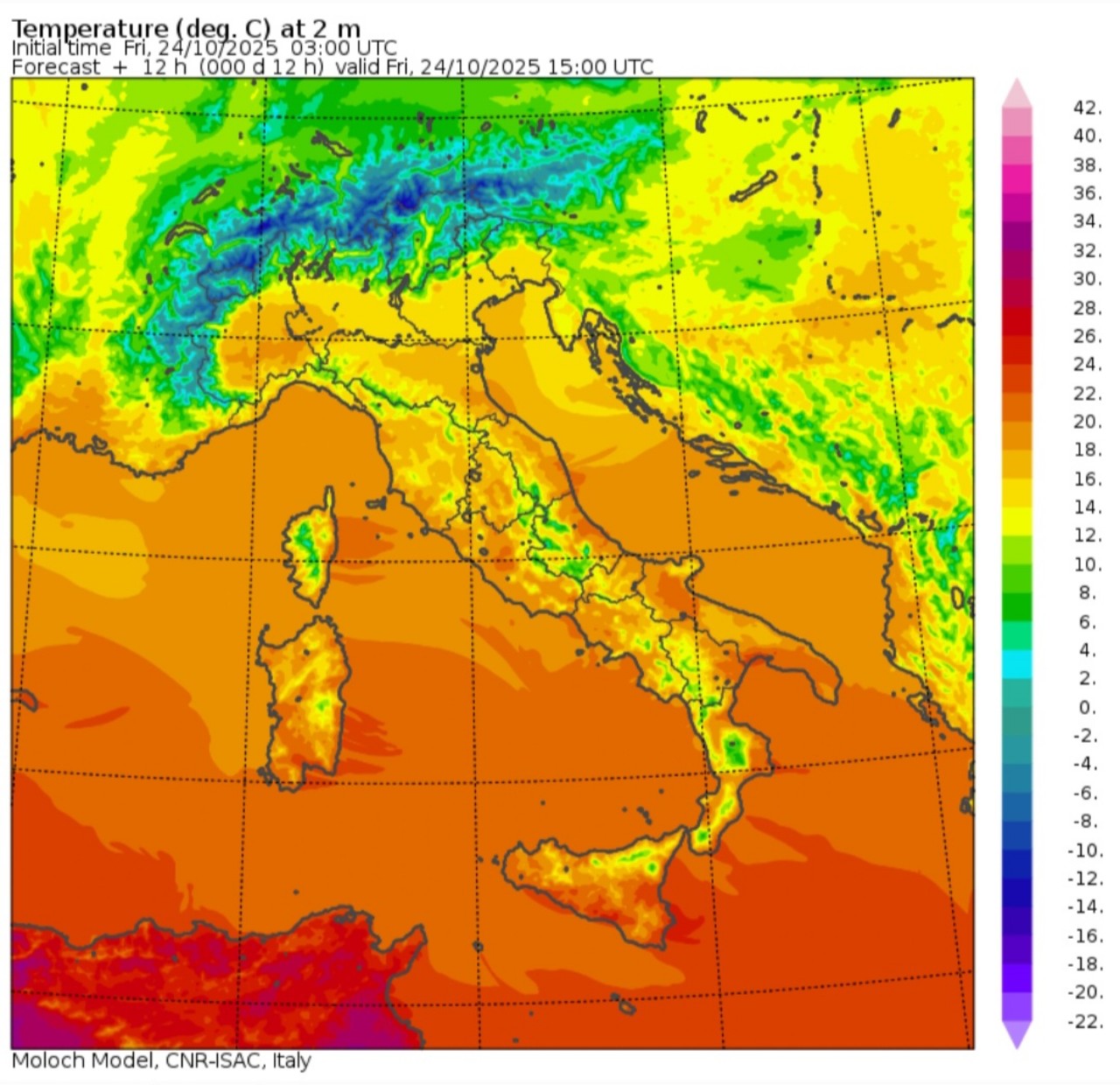 Temperature massime 24 ottobre