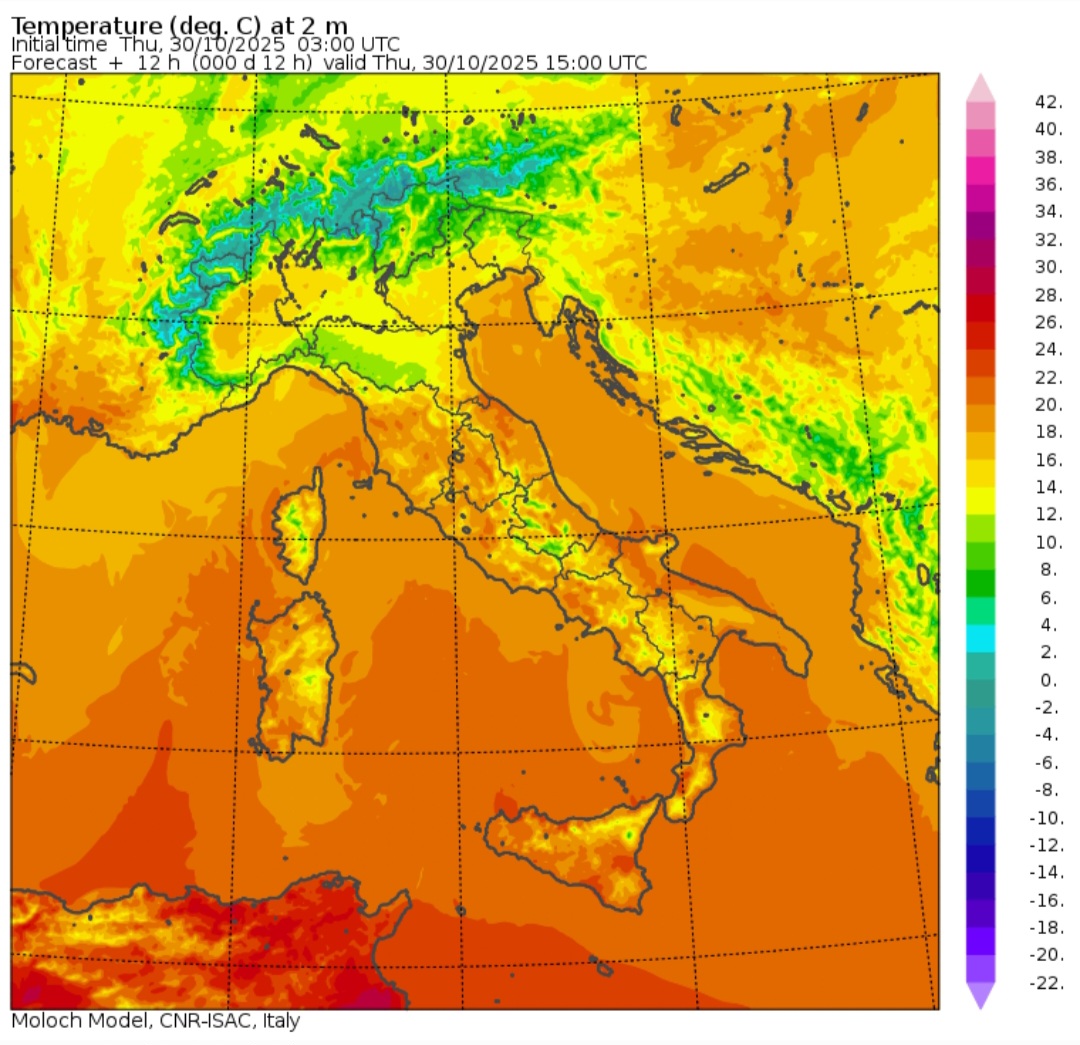 Temperature massime 30 ottobre