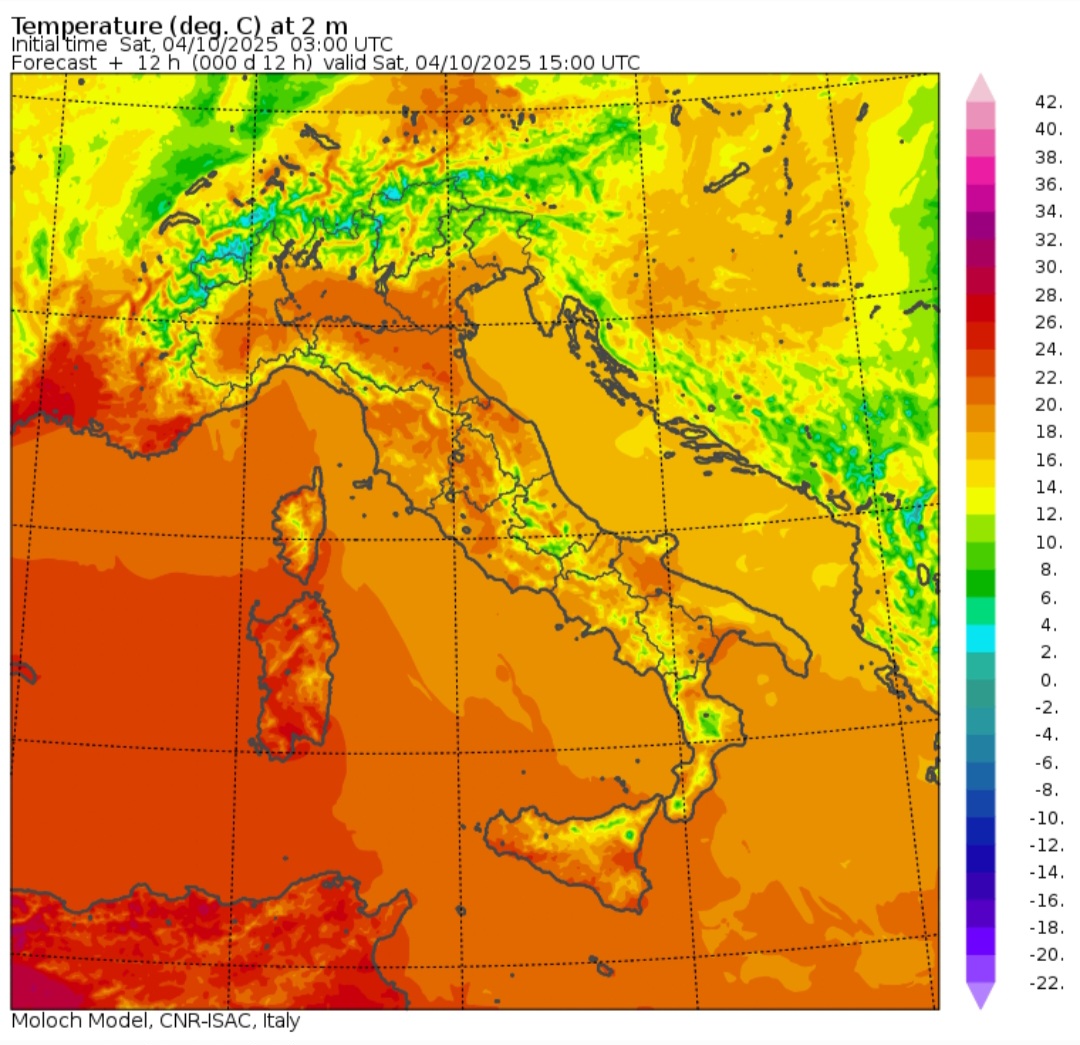 Temperature massime 4 ottobre