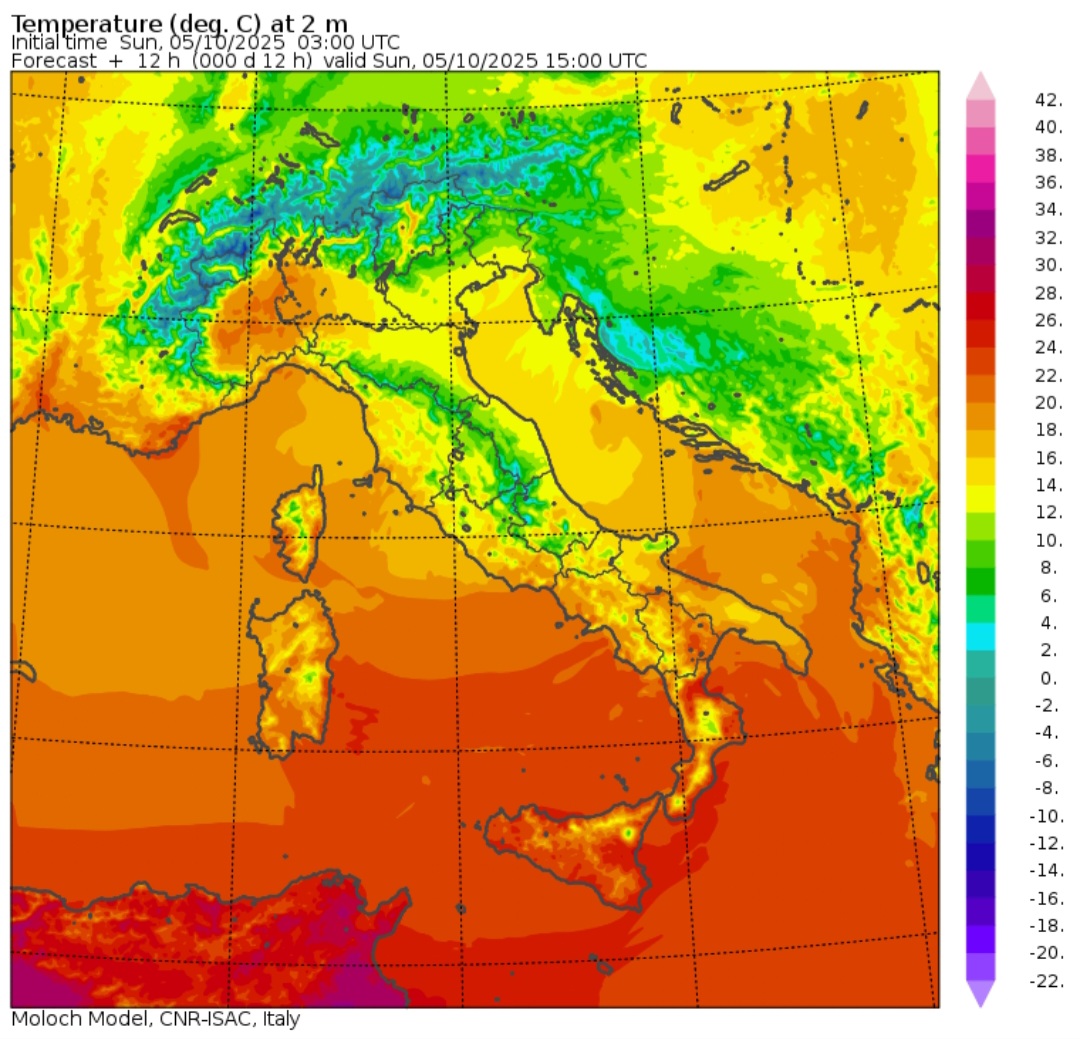 Temperature massime 5 ottobre