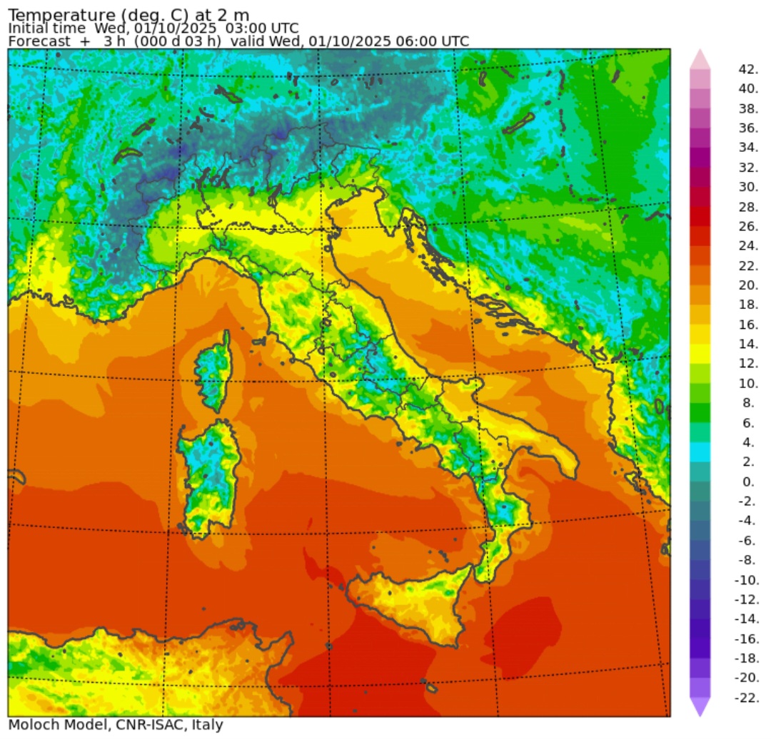 Temperature minime 1° ottobre