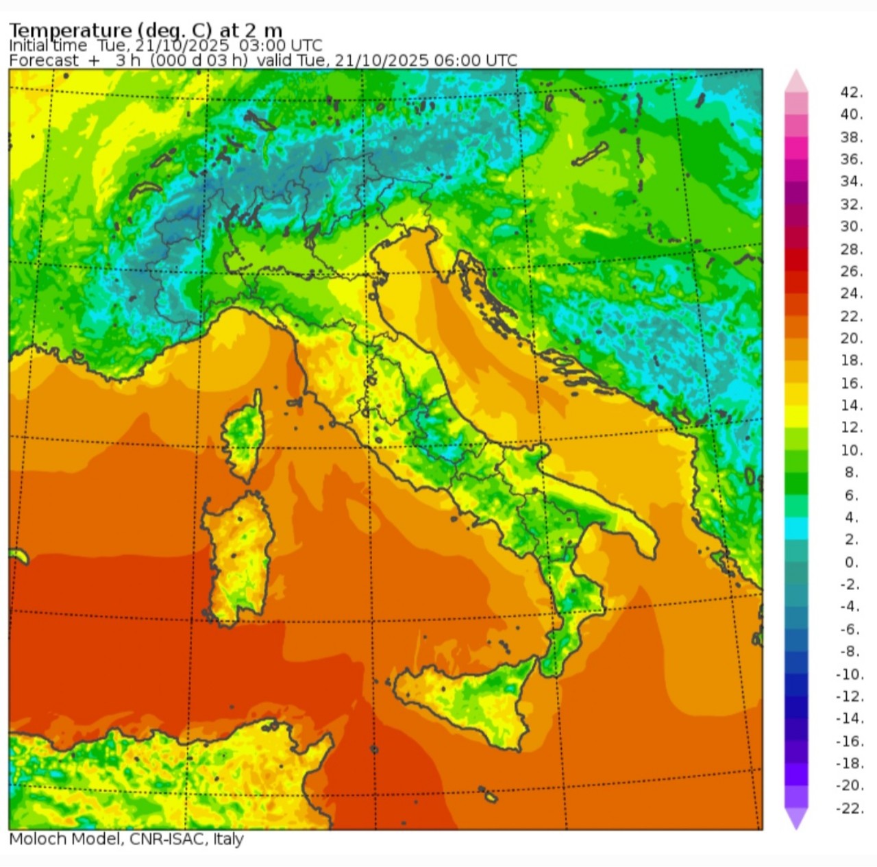 Temperature minime 21 ottobre